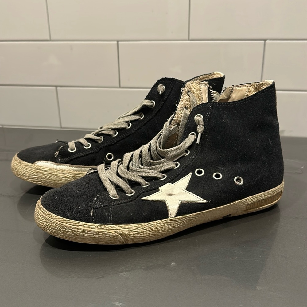 GOLDEN GOOSE Navy blue Francy sneaker 39 skateboard high top zip 9 - Picture 2 of 9